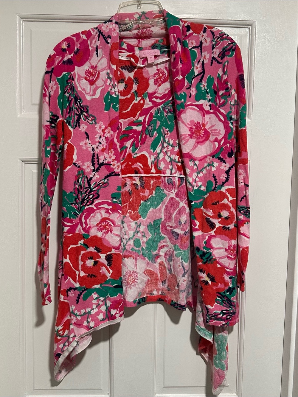 Lilly Pulitzer Pink Floral Open-Front Cardigan